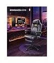 SONGMICS HOME gamer szék, ergonomikus számítógépszék lábtartóval, tintafekete színben