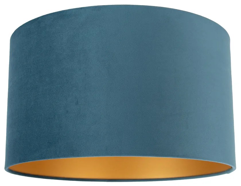 Kék bársony lámpaernyő 35/35/20 arany belsővel