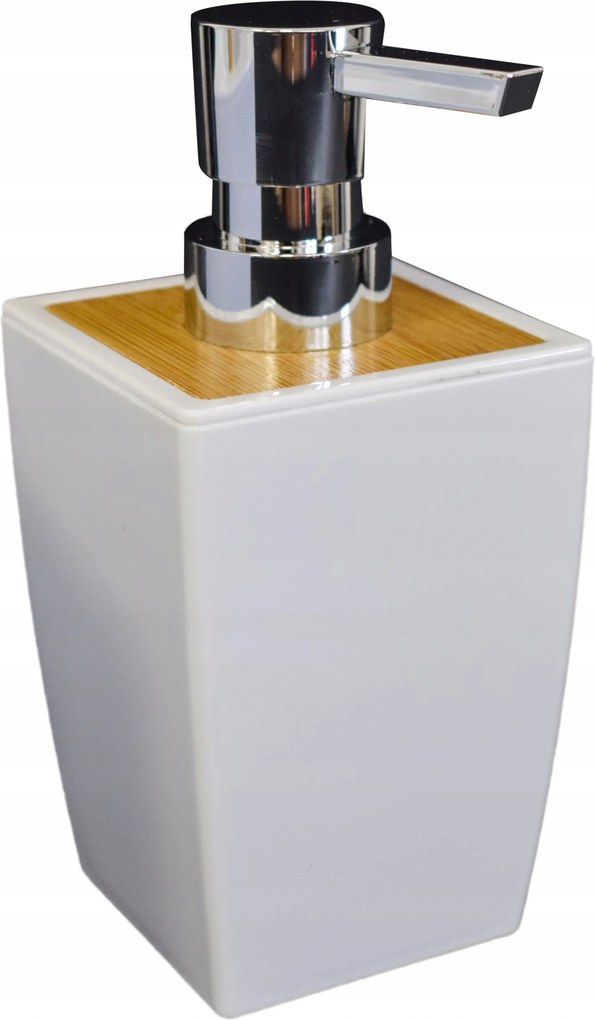 Folyékony Szappan Adagoló 370 ML Fehér Bambusz Fa Strapabíró Stílusos