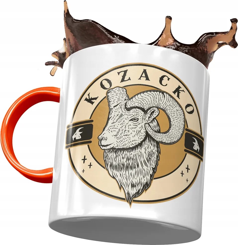 Narancssárga vicces kozák bögre fényképes nyomtatással