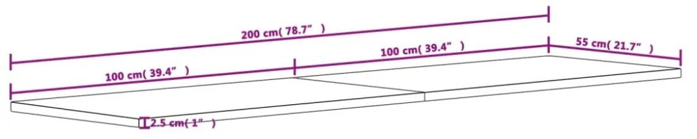 tömör bükkfa íróasztallap 200 x 55 x 2,5 cm