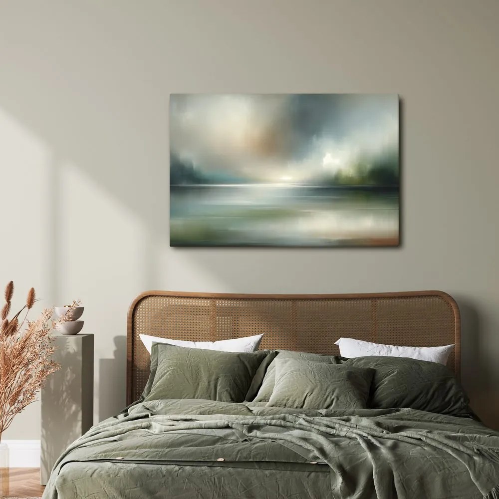 Kép ködös panoráma víztükörrel