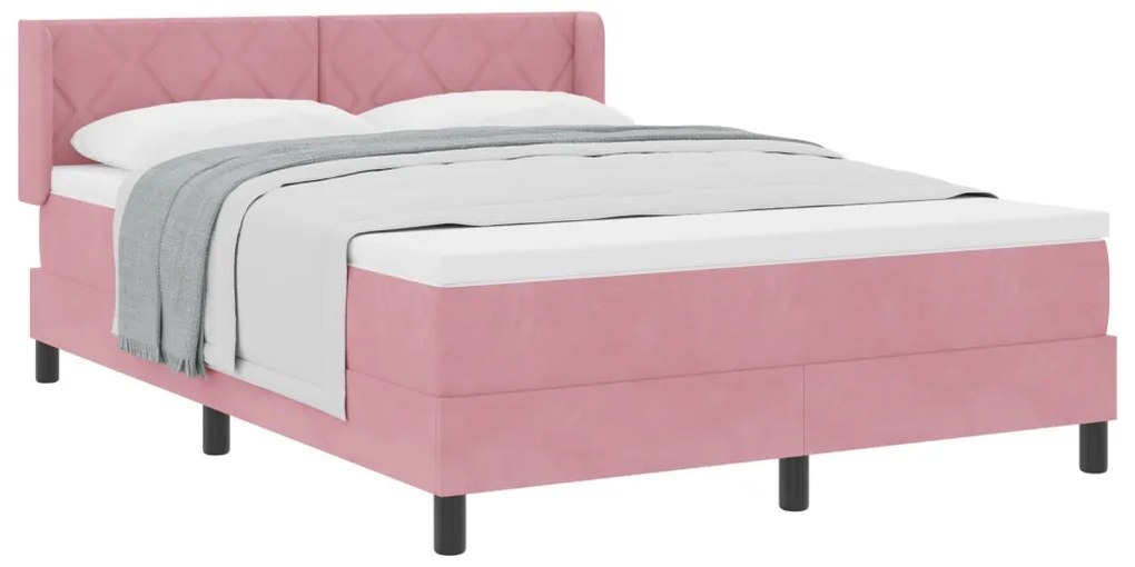 Boxspring Ágy Matrac Márkás Rózsaszín 160x200 cm Bársonyos
