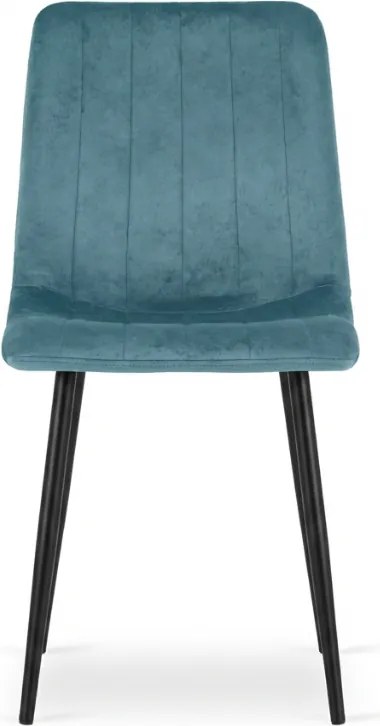 Petrolkék bársony szék LAVA PETROL BLUE fekete lábakkal