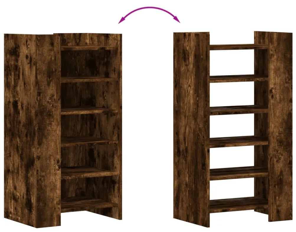 füstös tölgy színű szerelt fa cipőszekrény 52 x 37,5 x 100 cm