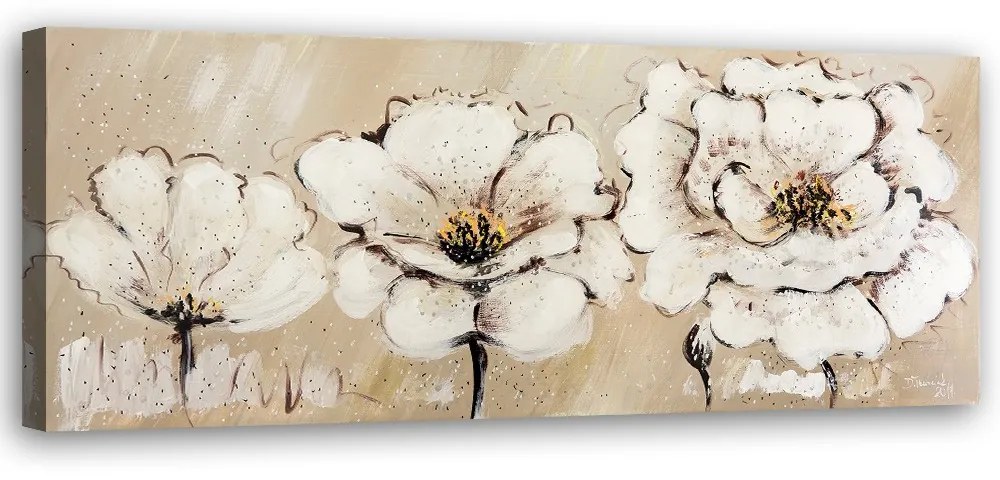 Gario Vászonkép Három fehér virág Méret: 150 x 50 cm