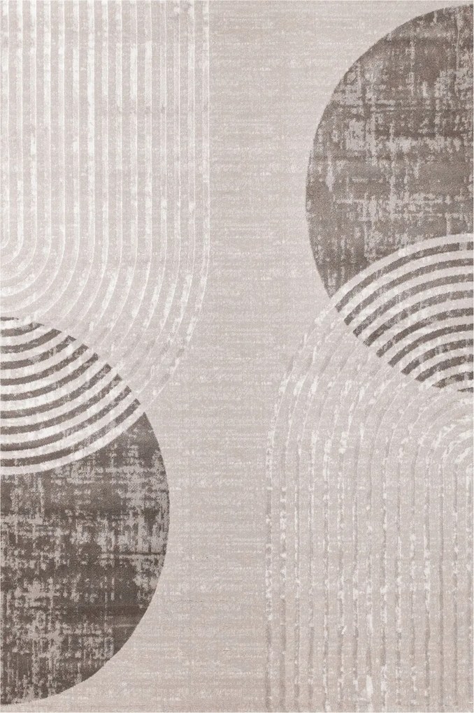 Szőnyeg Szürke Bézs Vonalak Geometria Félkör Puha Nappali Nantes 80x150 cm