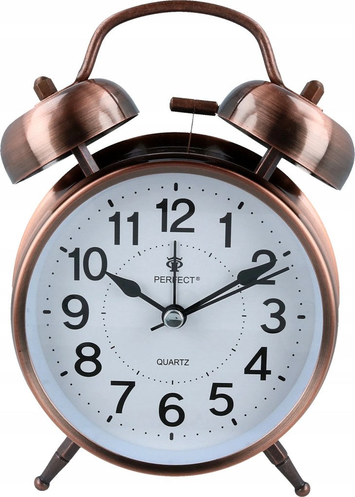 Ébresztőóra Perfect réz 12cm Analóg nagy számok hangos 4 elem