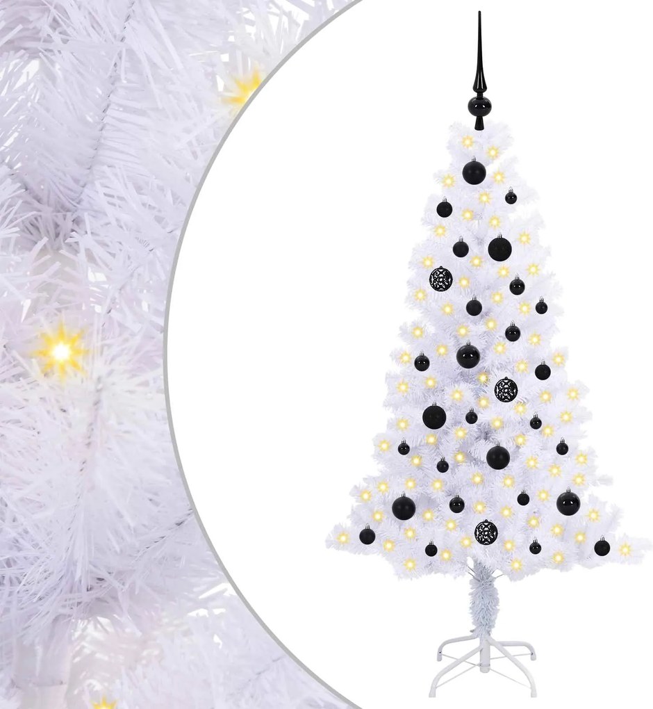 vidaXL Mű karácsonyfa 150 LED-del állvánnyal Fehér 150 cm PVC és Acél