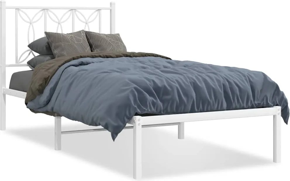 vidaXL fehér fém ágykeret fejtámlával 90x190 cm
