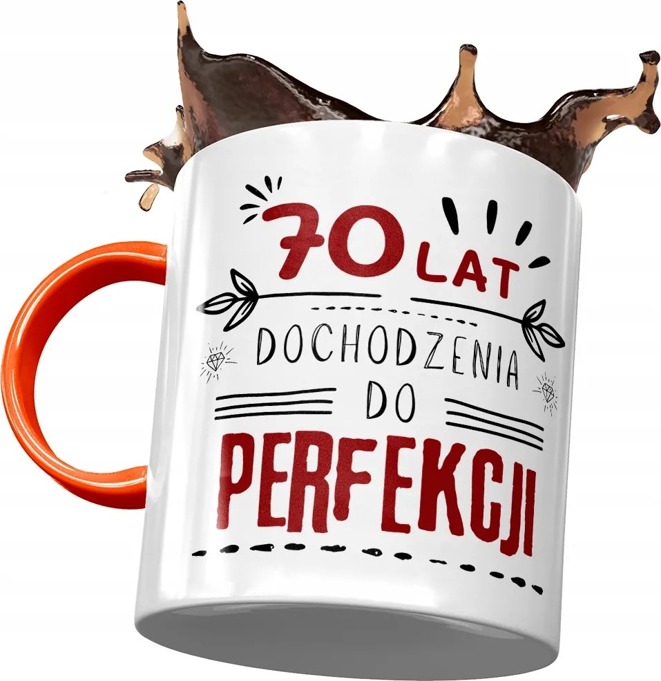 Narancssárga bögre Születésnapra 70 70-es 70-es évek nyomott mintával