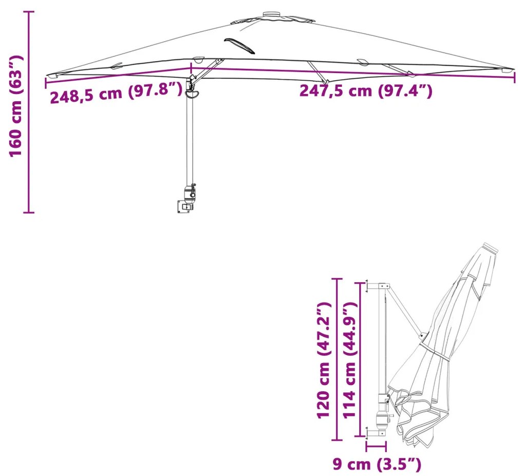 Teraszernyő Zöld Poliészter 300 cm x 300 cm Összecsukható