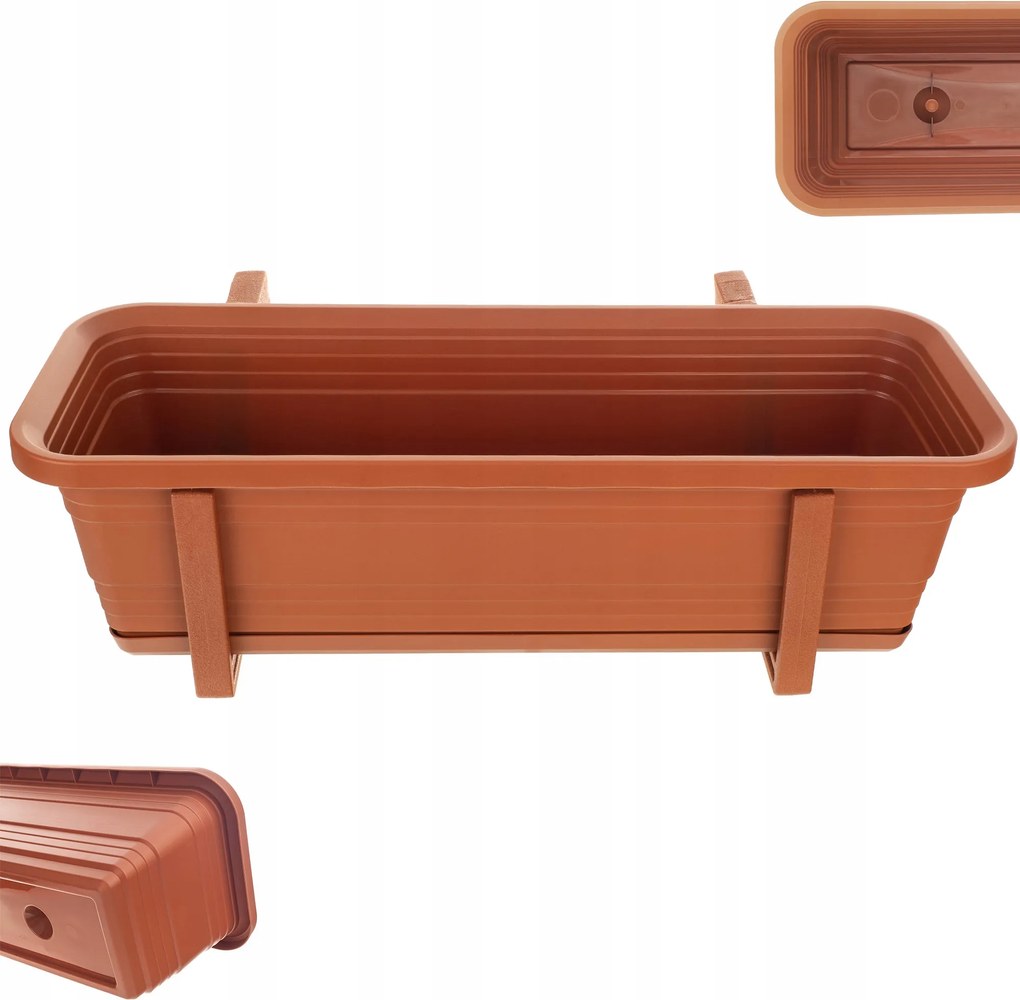 Erkélydoboz Virágtartó 50cm Fogantyúk Állvány Erkély Korlát