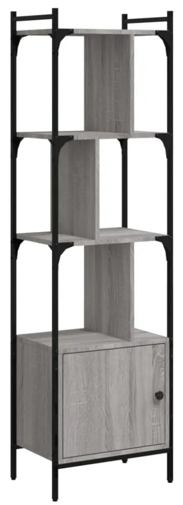 szürke sonoma szerelt fa könyvespolc ajtóval 44,5x30x154,5 cm