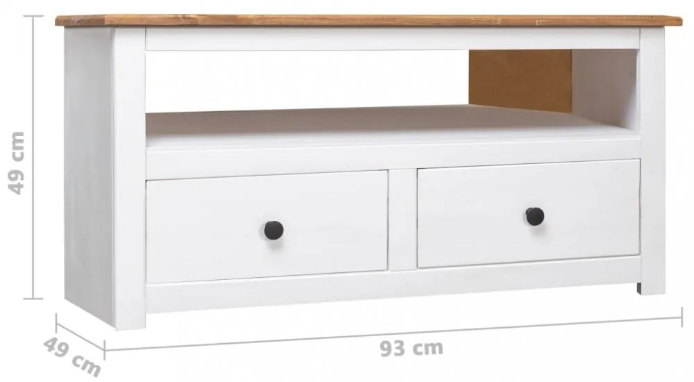 fehér tömör fenyőfa sarok TV-szekrény 93 x 49 x 49 cm