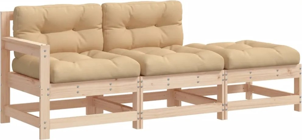 vidaXL 7 részes tömör fa kerti ülőgarnitúra párnával
