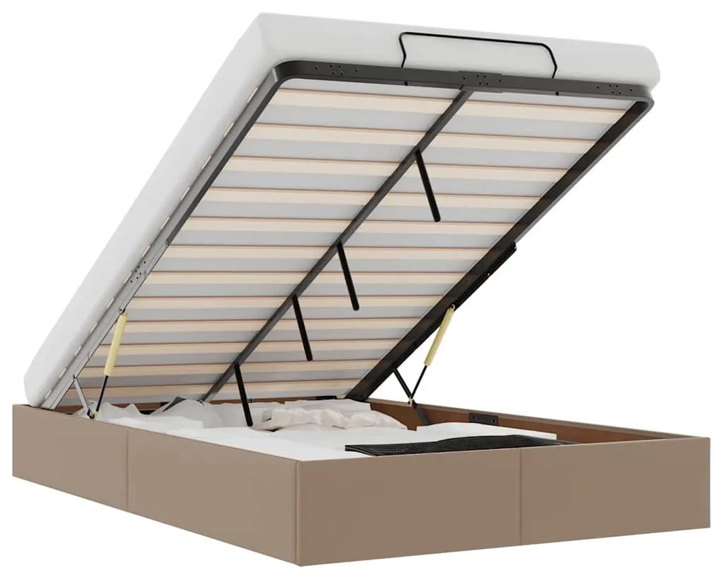 Ottomán ágykeret matrac nélkül cappucino 120x200 cm műbőr