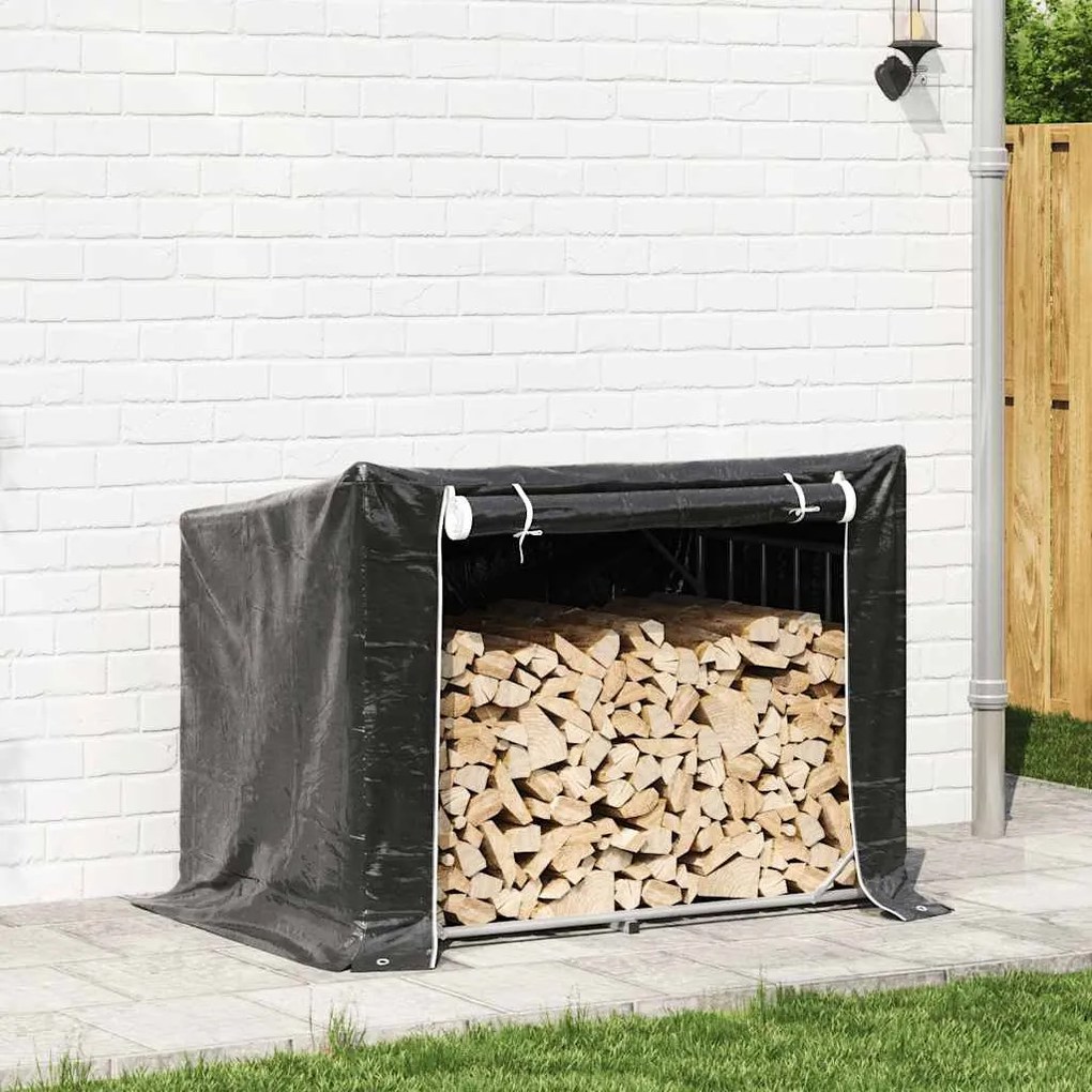 Tűzifa állvány esővédővel 150,5x100,5x110,5 cm horganyzott acél