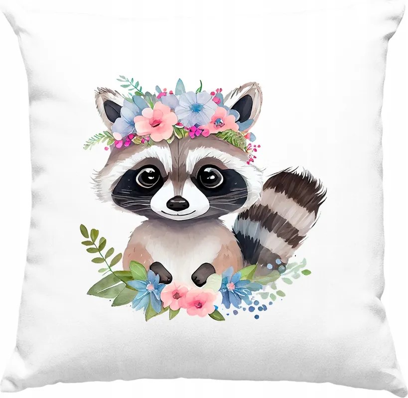 Mosómedve párna Virágok Fehér