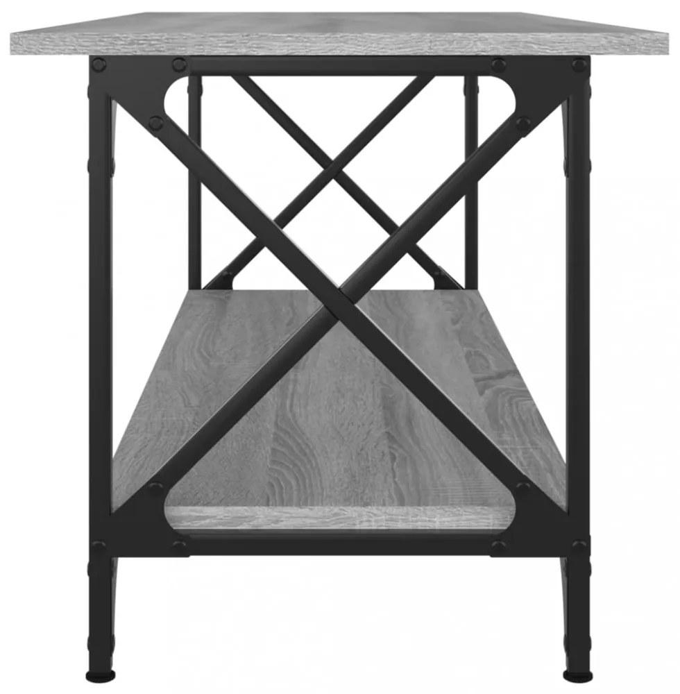 szürke sonoma szerelt fa és vas dohányzóasztal 100 x 45 x 45 cm