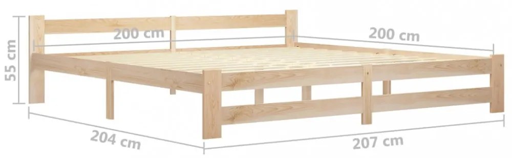 tömör fenyőfa ágykeret matrac nélkül 200 x 200 cm