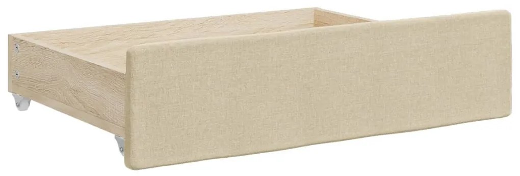 krémszínű kihúzható szövetheverő fiókokkal 80 x 200 cm