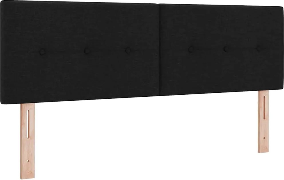 vidaXL LED ágytámla LED -es lámpákkal Fekete 160 cm Poliészter