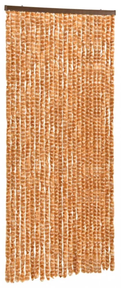 okkersárga és fehér zsenília rovarfüggöny 100 x 220 cm