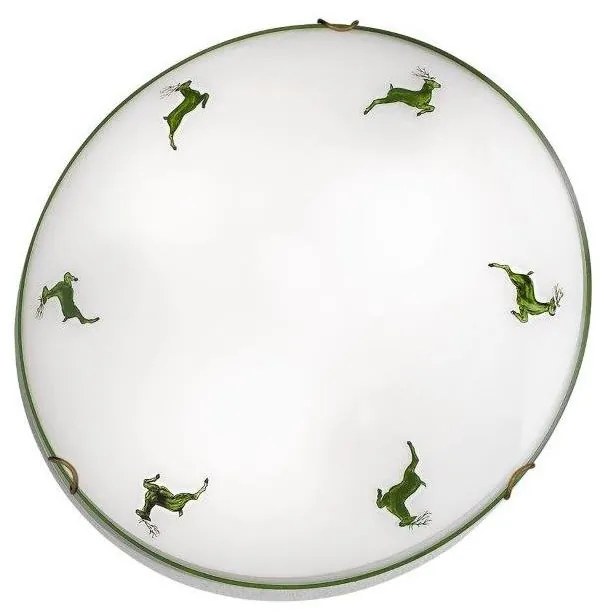 Kolarz 731.12.4.100-Mennyezeti lámpa NONNA 2xE27/60W/230V pr.40 cm szarvas zöld