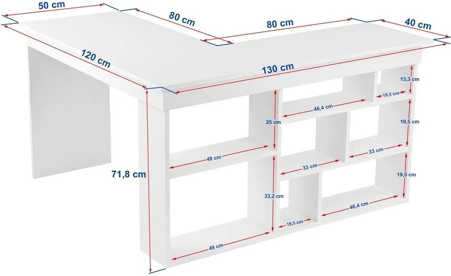 Íróasztal borovi fenyő dekorral 120x130 cm Vesper – Kalune Design
