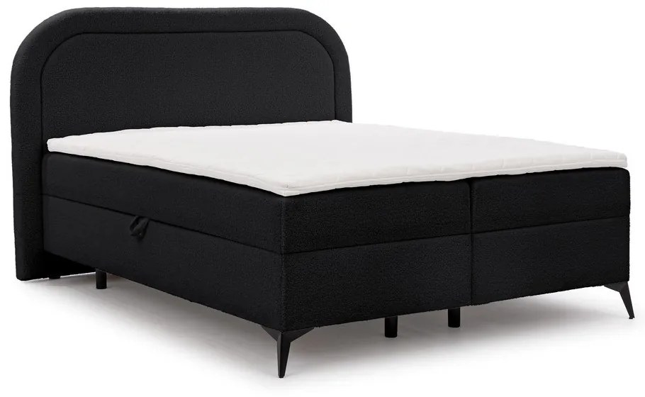 Fekete ágyneműtartós boxspring ágy 160x200 cm Ornes – Ropez