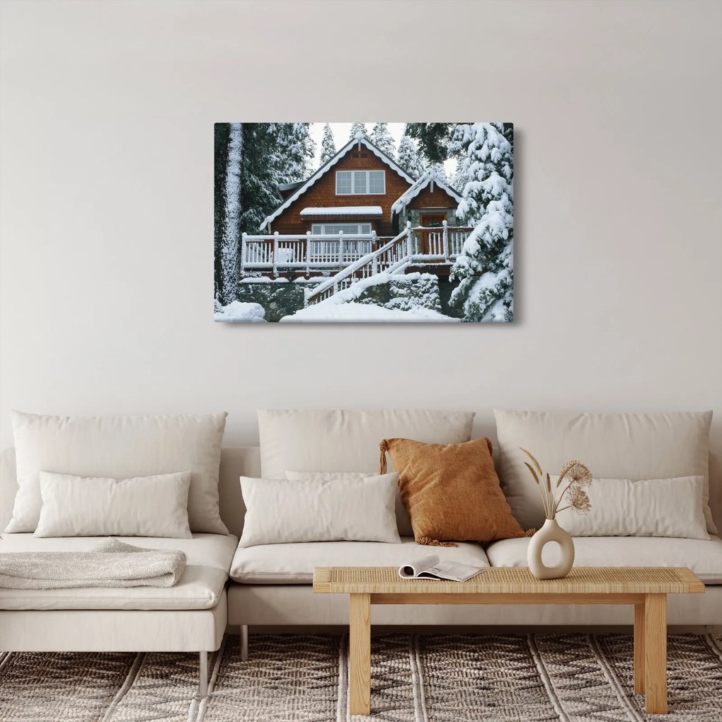 Kép - Fából készült házikó (90x60 cm)
