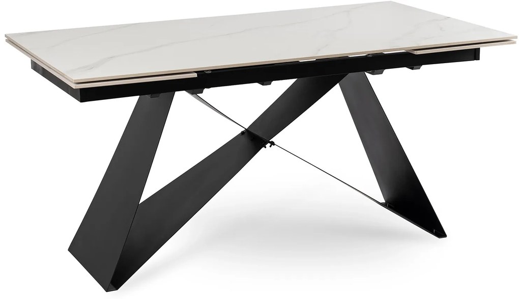 Stół VICTOR Ceramiczny Rozkładany 160-240 cm Biały márvány/Czarny