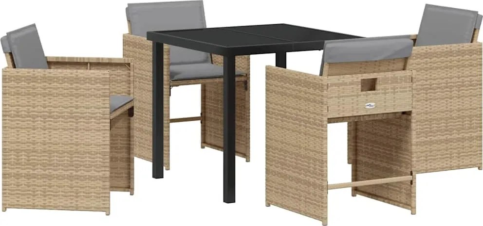 vidaXL Kert étkező szett 5 pcs Bézs polirattan