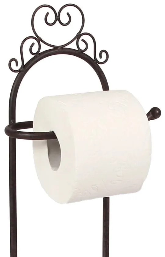 Vintage fém álló WC papír tartó 70 cm barna