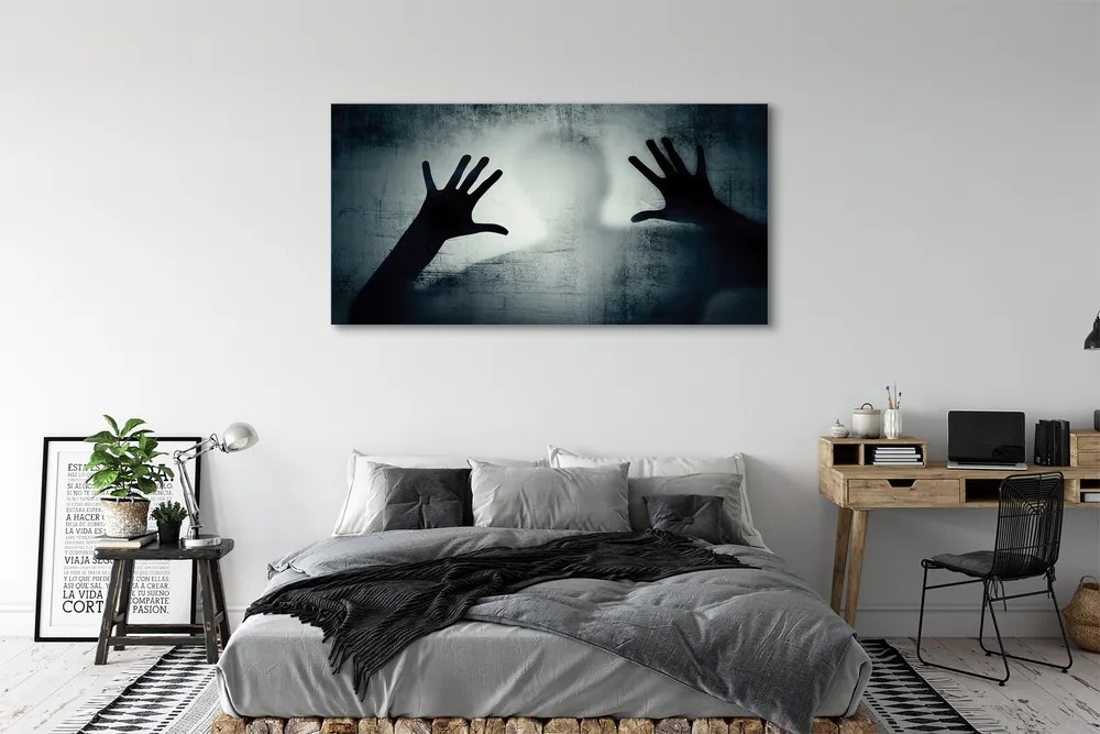 Canvas képek Árnyék kezek és a fej formáját 125x50 cm