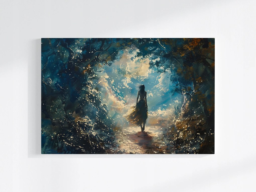 Vászonkép Canvas Nő Figura Kert Séta Folyosó Alagút 60x40