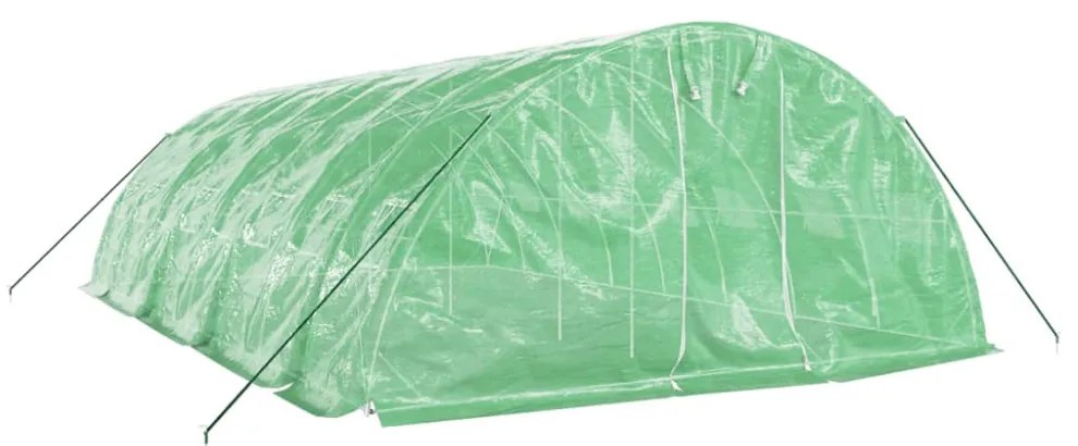 zöld acélvázas melegház 40 m² 8 x 5 x 2,3 m