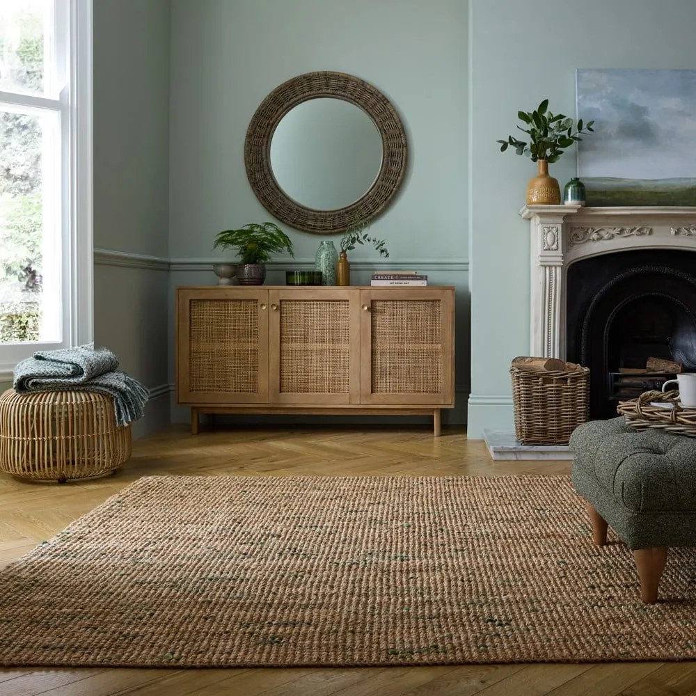Zöld-natúr színű kétoldalas kézi szövésű juta szőnyeg 120x170 cm Jute Boucle Green – Flair Rugs