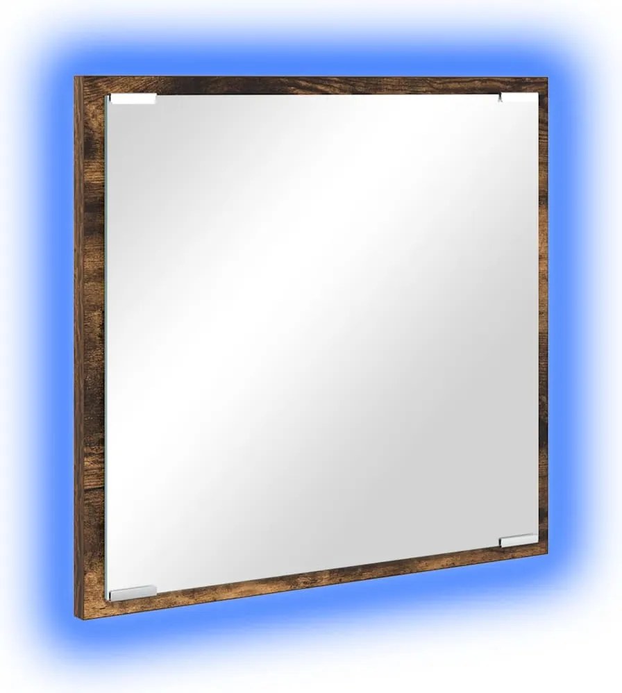 vidaXL LED Fürdőszoba Tükör Füstölt tölgy 40 x 37 x 8.5 cm Faanyag