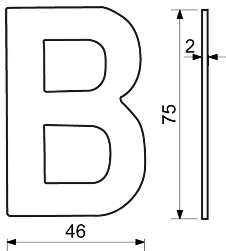 "B" házszám, RN.75L, rozsdamentes acél