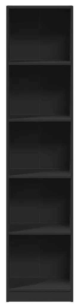 fekete szerelt fa könyvszekrény 40 x 24 x 176 cm