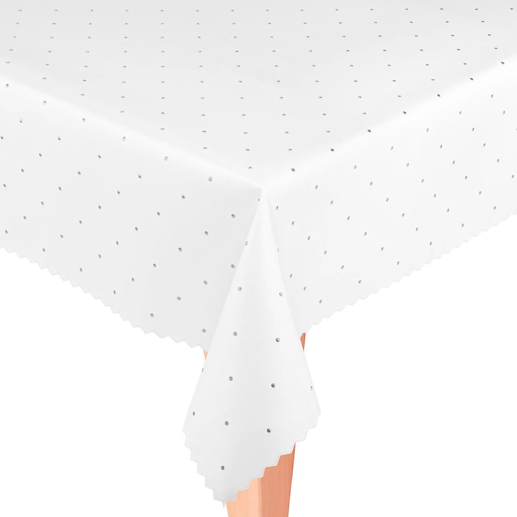 Abrosz Foltálló 140x180 Egész évben Elegáns fehér Ezüst pöttyös SW34