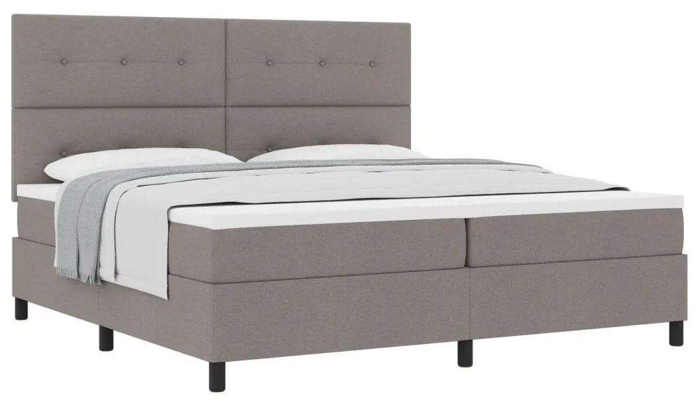 Box Spring Ágy Mattal Taupe 200x200 cm Szövet