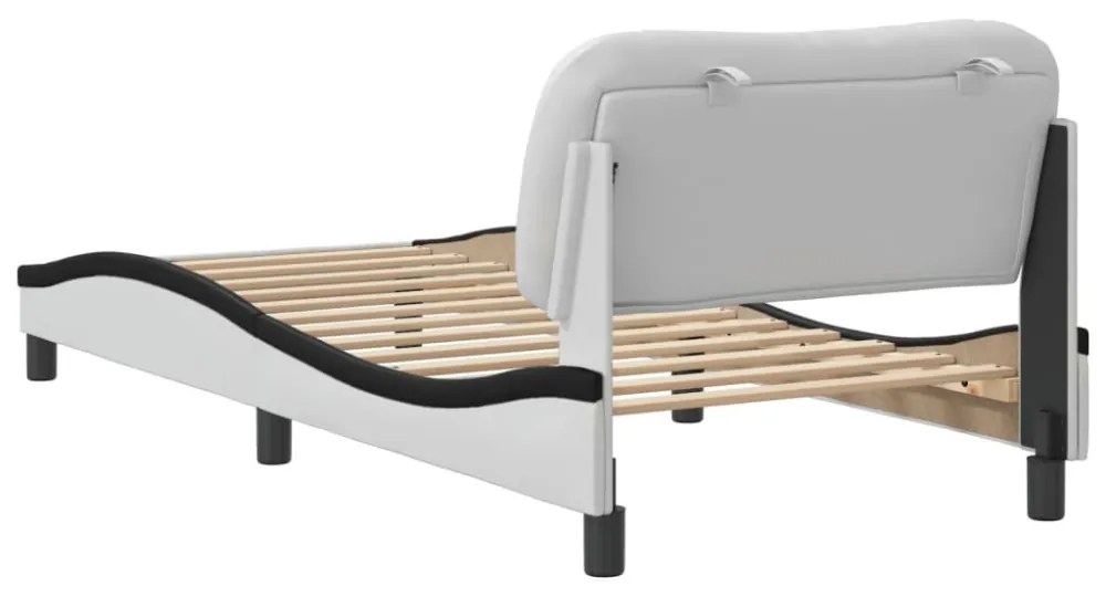 fehér és fekete műbőr ágykeret matrac nélkül Hvar 90 x 200 cm