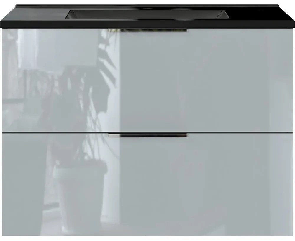 Fekete-szürke fali szekrény mosdókagylóval 81x61 cm Vasio – Germania