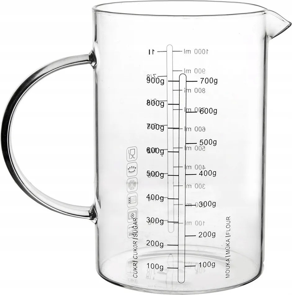 Konyhai Mérőpohár Üveg 1 L-es Mérőkancsó Bögre Élelmiszer Mérőpohár