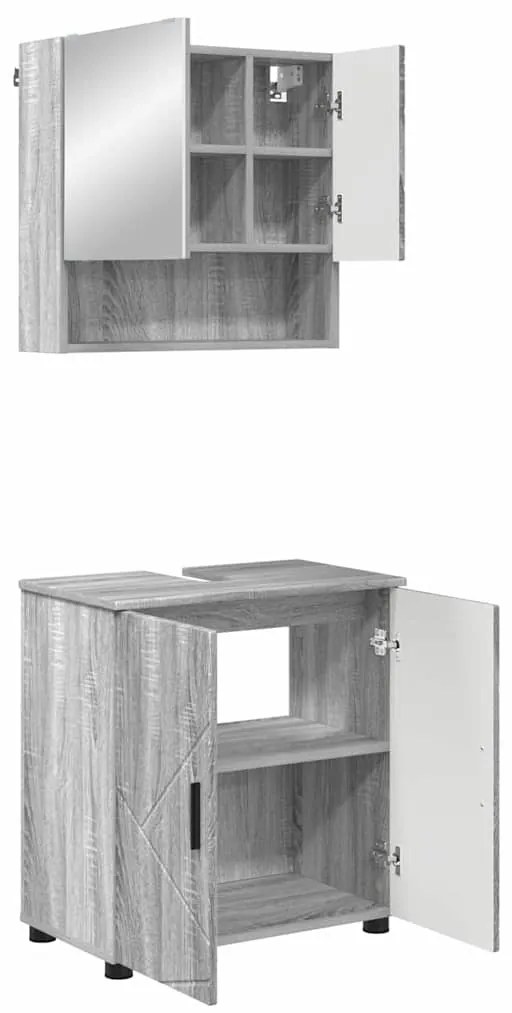 Fürdőszoba bútor szett 2 pcs Szürke sonoma 61 x 35 x 64 cm