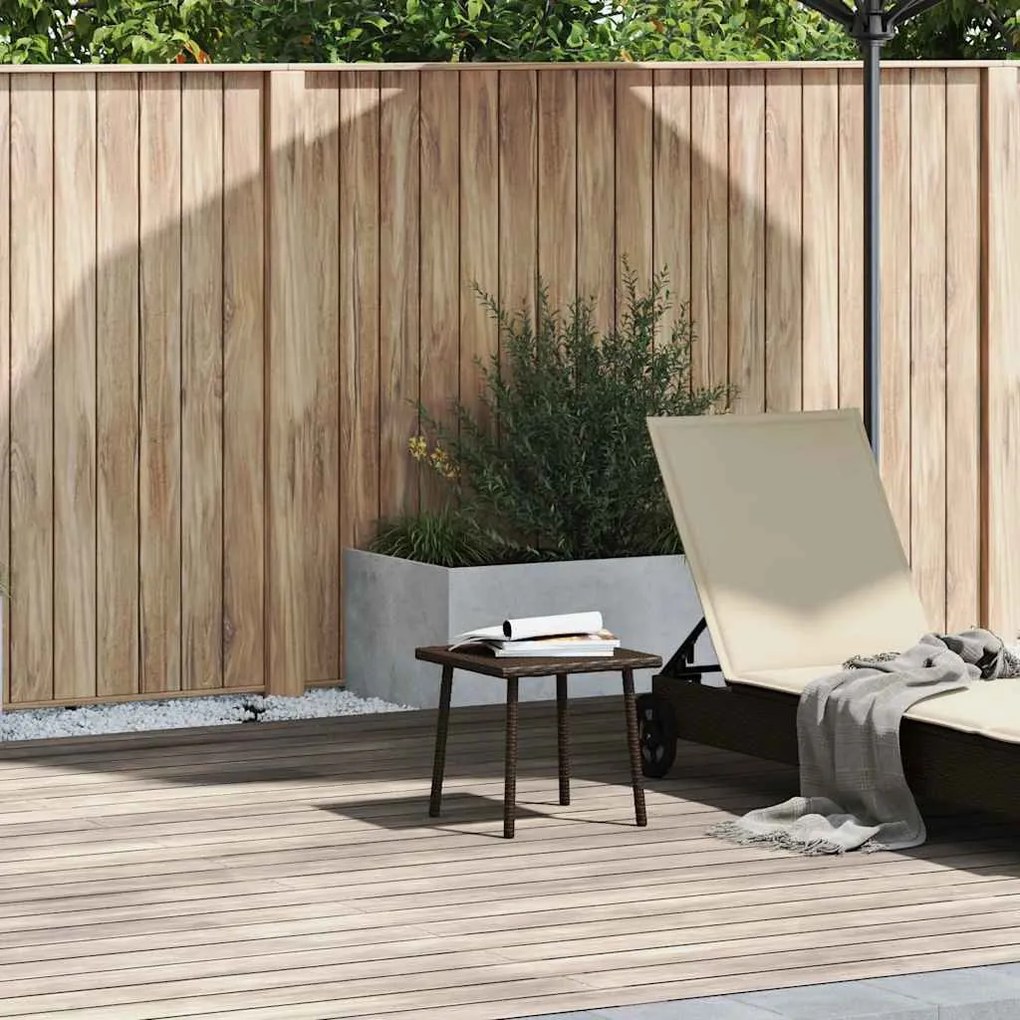 téglalap barna polyrattan kerti dohányzóasztal 40x40x37cm