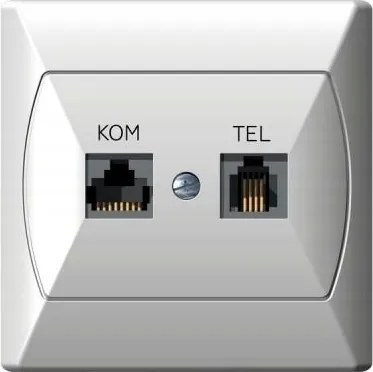 Hálózati aljzat telefonnal RJ45+RJ11 fehér Akcent Ospel